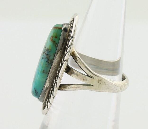 Navajo Ring 925 Silver Natural Turquoise Signed M Begay C.80's