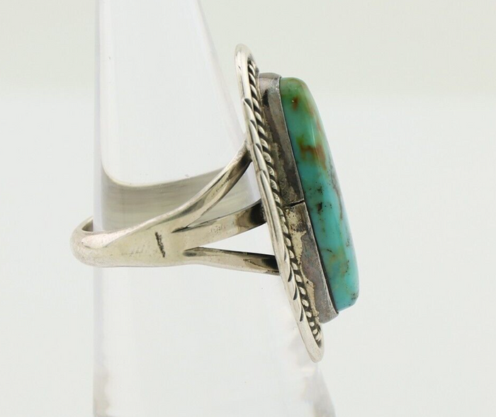 Navajo Ring 925 Silver Natural Turquoise Signed M Begay C.80's