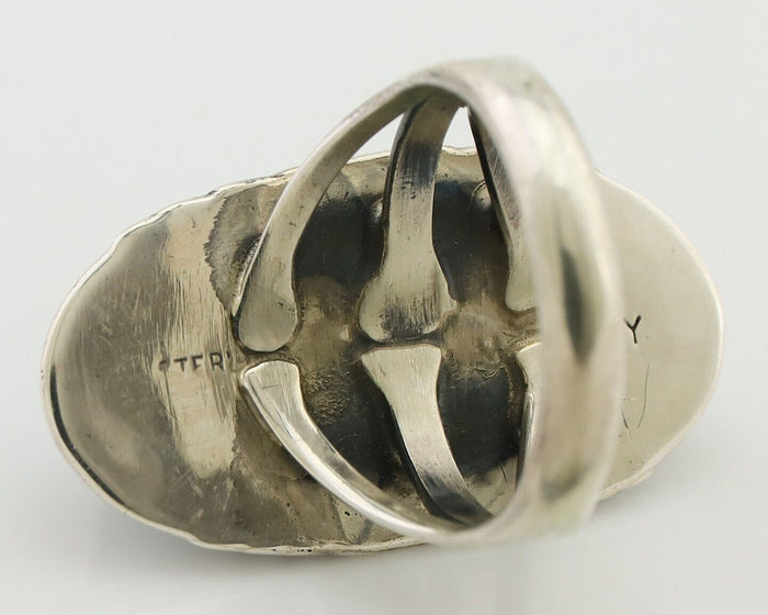 Navajo Ring 925 Silver Natural Turquoise Signed M Begay C.80's