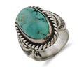 Navajo Ring 925 Silver Natural Turquoise Signed M Montoya Size 6.5 C.80's