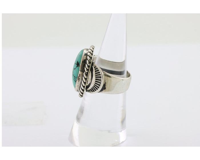 Navajo Ring 925 Silver Natural Turquoise Signed M Montoya Size 6.5 C.80's