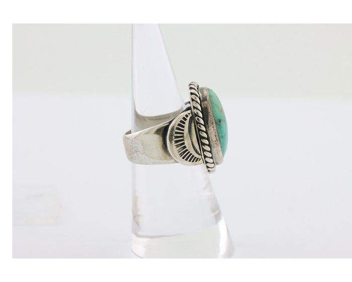 Navajo Ring 925 Silver Natural Turquoise Signed M Montoya Size 6.5 C.80's