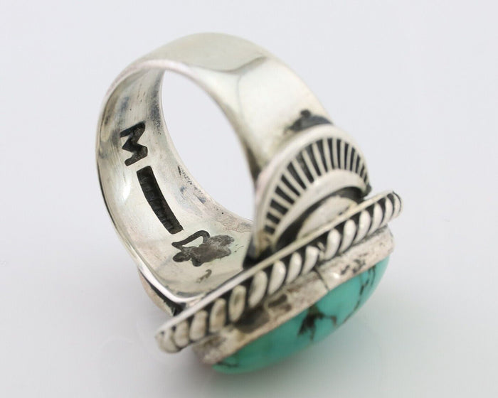 Navajo Ring 925 Silver Natural Turquoise Signed M Montoya Size 6.5 C.80's