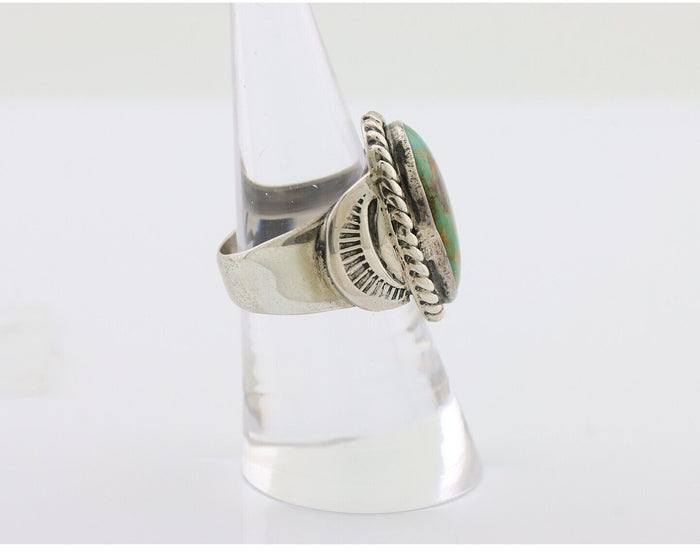 Navajo Ring 925 Silver Natural Turquoise Signed M Montoya Size 7.5 C.80's