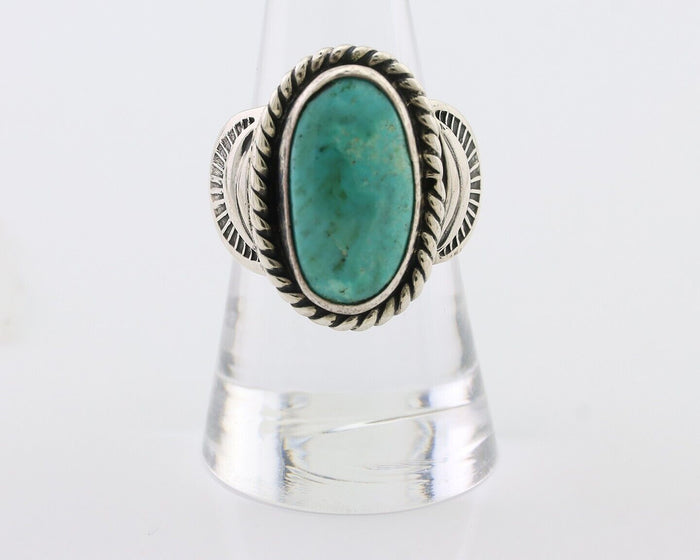 Navajo Ring 925 Silver Natural Turquoise Signed M Montoya Size 8.25 C.80's