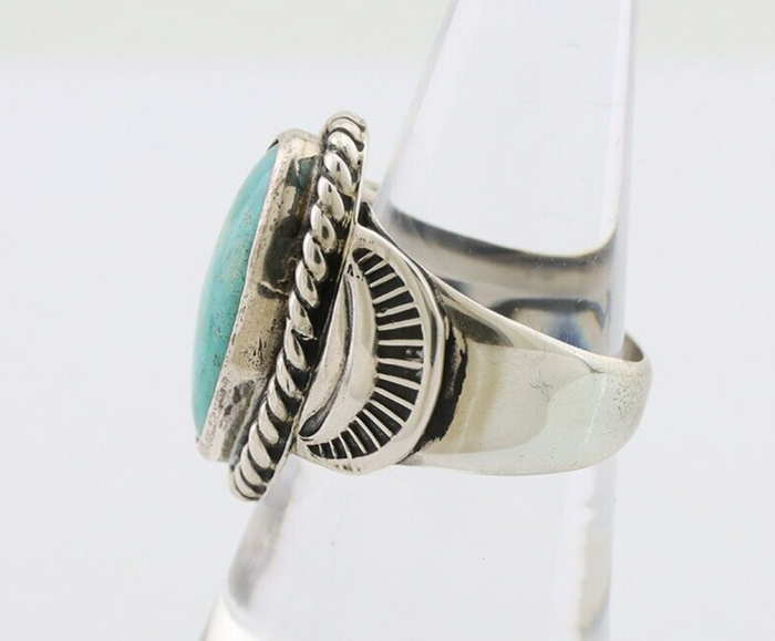 Navajo Ring 925 Silver Natural Turquoise Signed M Montoya Size 8.25 C.80's