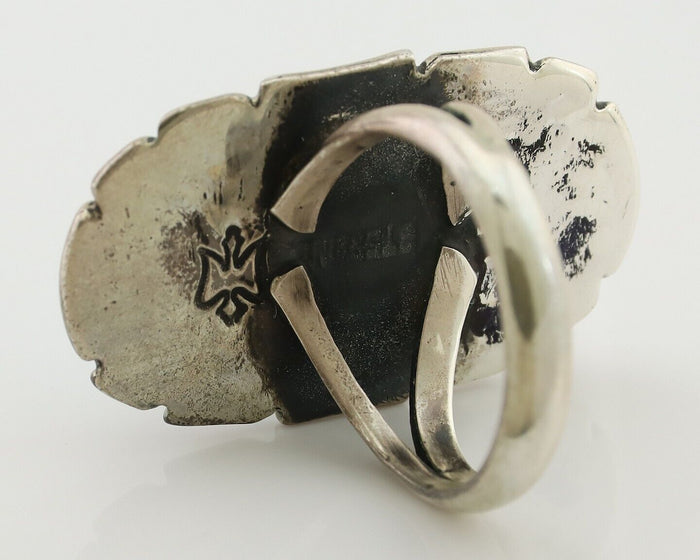 Navajo Ring 925 Silver Natural Turquoise Signed Montoya Size 6.0 C.80's