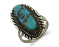 Navajo Ring 925 Silver Natural Turquoise Signed USA C.80's