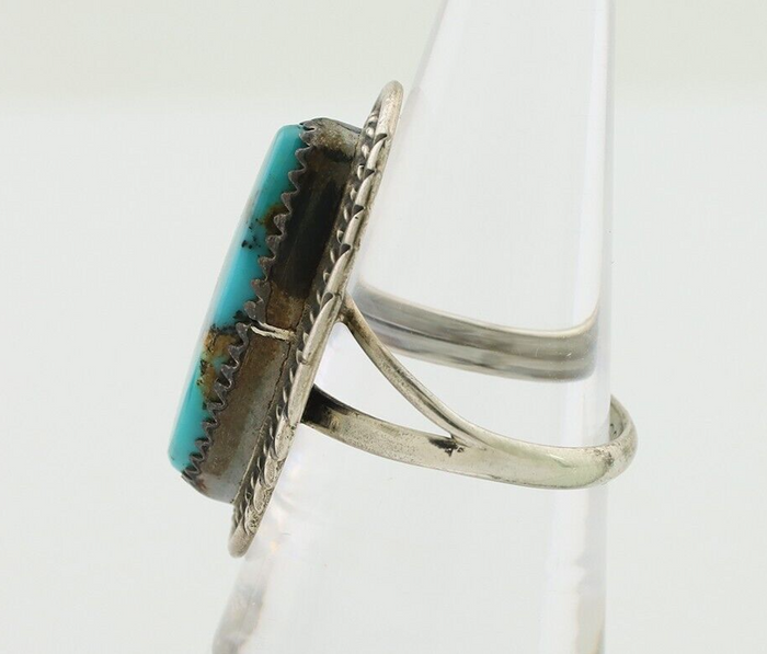 Navajo Ring 925 Silver Natural Turquoise Signed USA C.80's