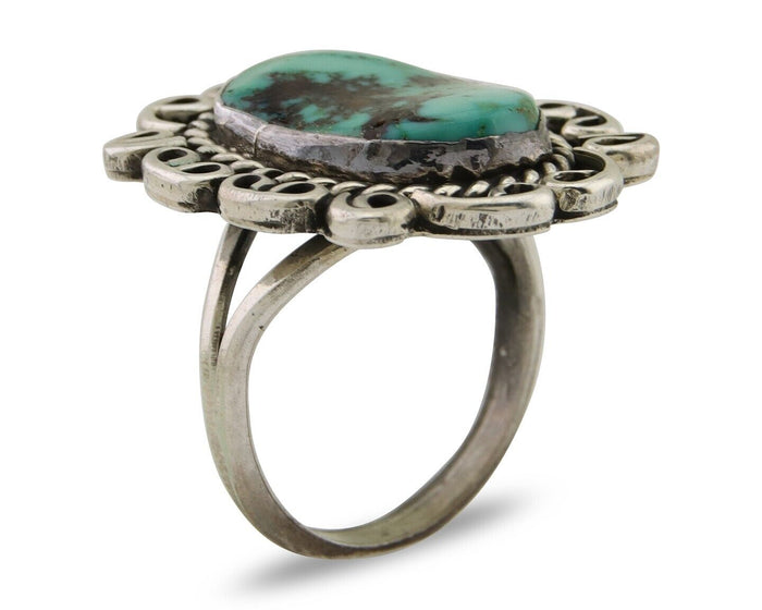 Navajo Ring 925 Silver Royston Turquoise Artist Siged W C.80's