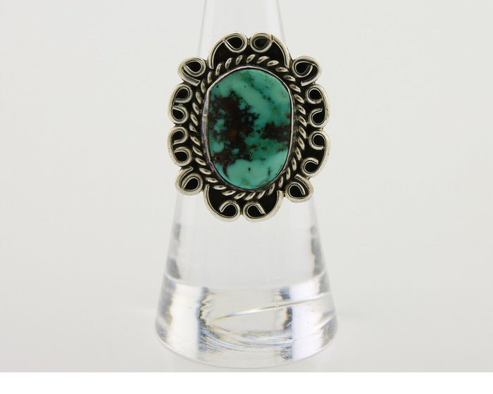 Navajo Ring 925 Silver Royston Turquoise Artist Siged W C.80's