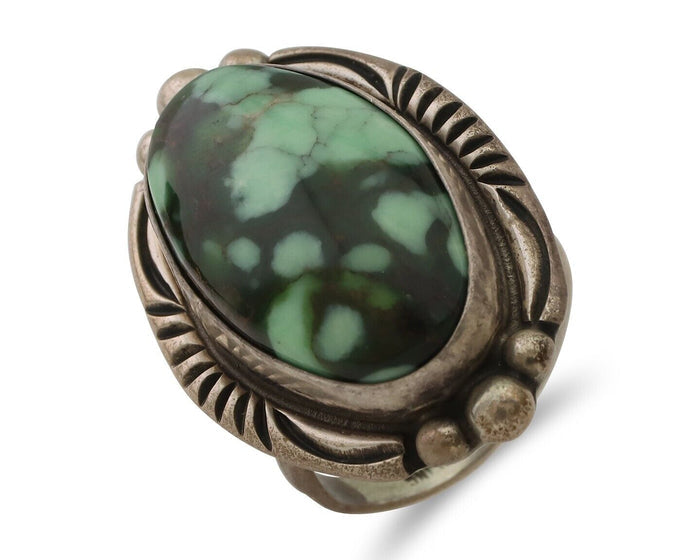Navajo Ring 925 Silver Royston Turquoise Artist Signed Big T C.80's
