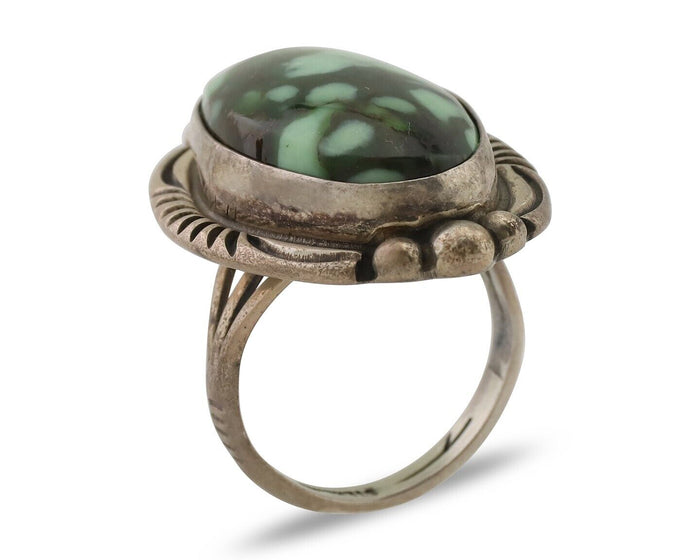 Navajo Ring 925 Silver Royston Turquoise Artist Signed Big T C.80's