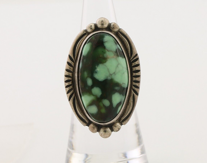 Navajo Ring 925 Silver Royston Turquoise Artist Signed Big T C.80's