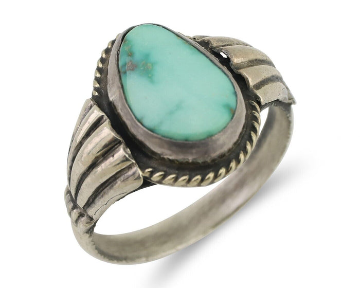 Navajo Ring 925 Silver Royston Turquoise Native American Artist C.80's Size 9.25
