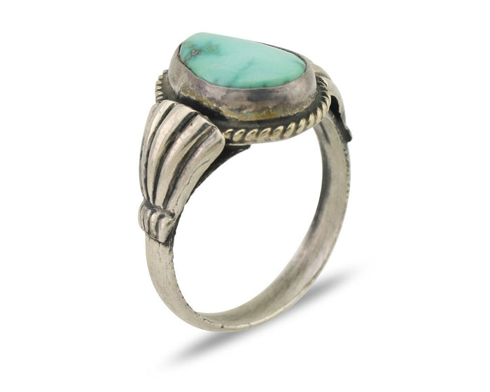 Navajo Ring 925 Silver Royston Turquoise Native American Artist C.80's Size 9.25