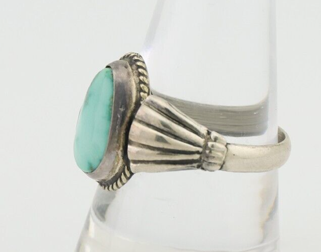 Navajo Ring 925 Silver Royston Turquoise Native American Artist C.80's Size 9.25