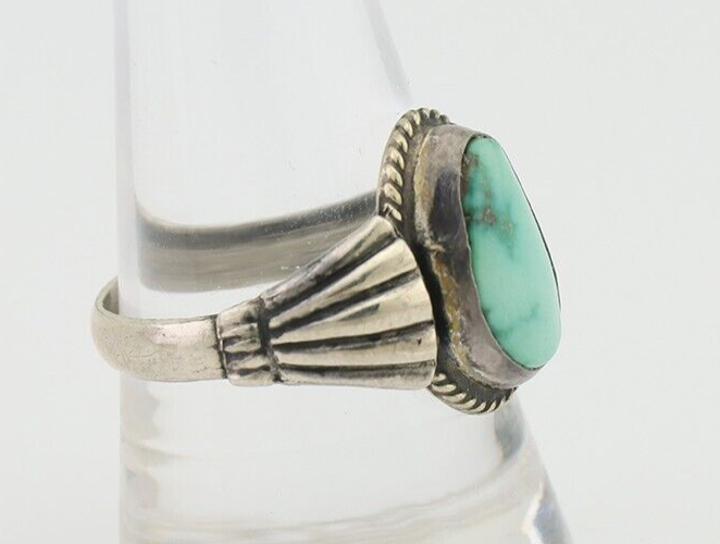 Navajo Ring 925 Silver Royston Turquoise Native American Artist C.80's Size 9.25