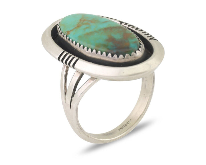 Navajo Ring 925 Silver Royston Turquoise Native American Artist C.80's