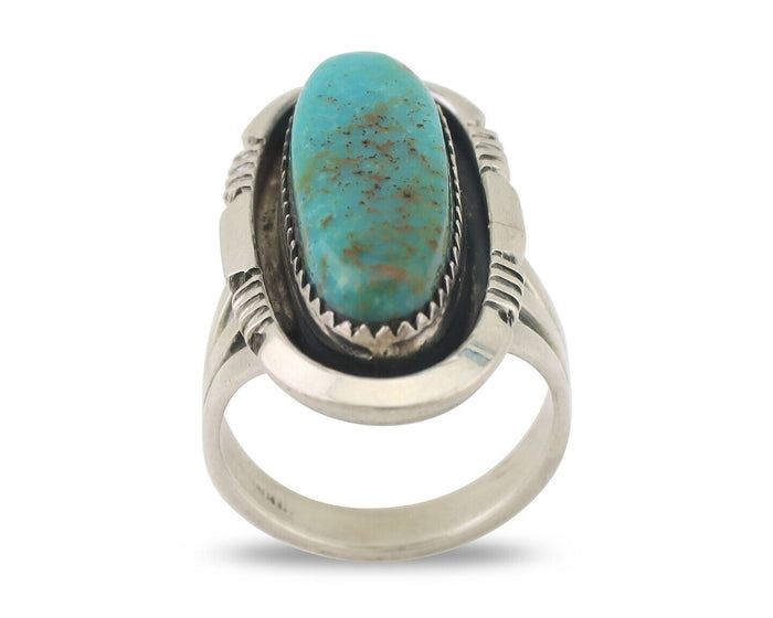Navajo Ring 925 Silver Royston Turquoise Native American Artist C.80's