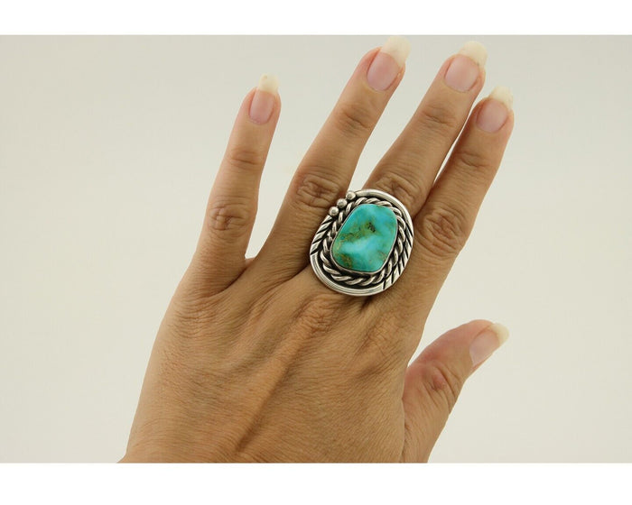 Navajo Ring 925 Silver Royston Turquoise Native American Artist C.80's