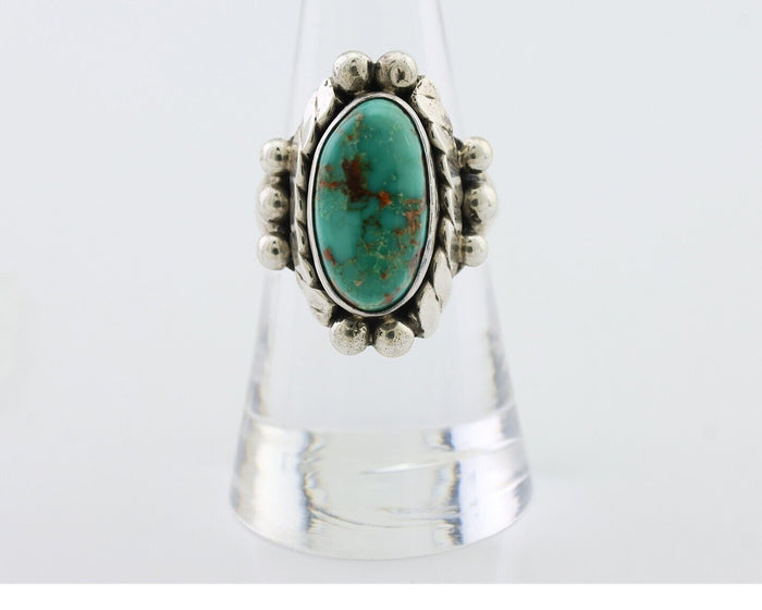 Navajo Ring 925 Silver Royston Turquoise Native Artist Signed P Size 7.5 C.80's