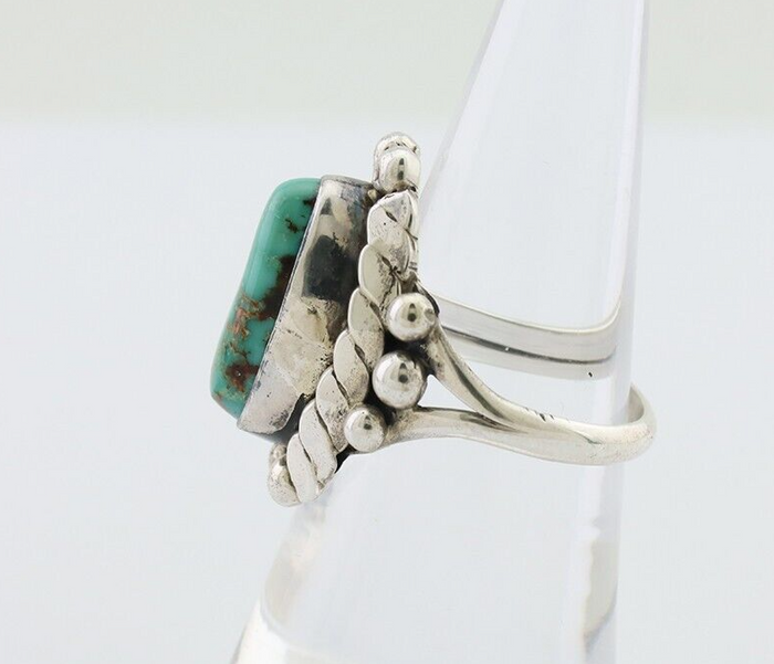 Navajo Ring 925 Silver Royston Turquoise Native Artist Signed P Size 7.5 C.80's