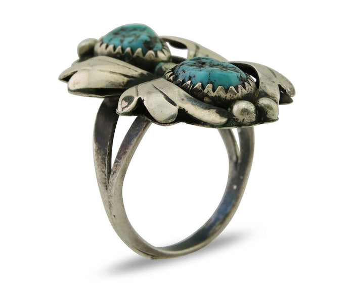 Navajo Ring 925 Silver Sea Foam Turquoise Native American Artist C.80's