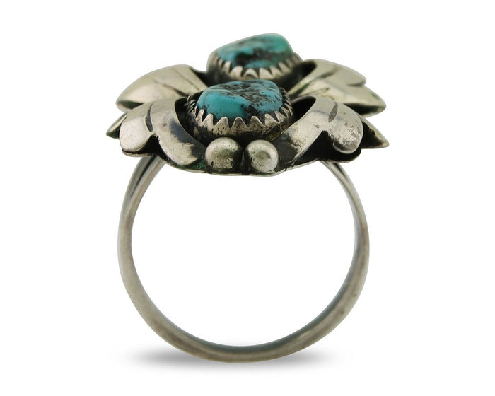 Navajo Ring 925 Silver Sea Foam Turquoise Native American Artist C.80's