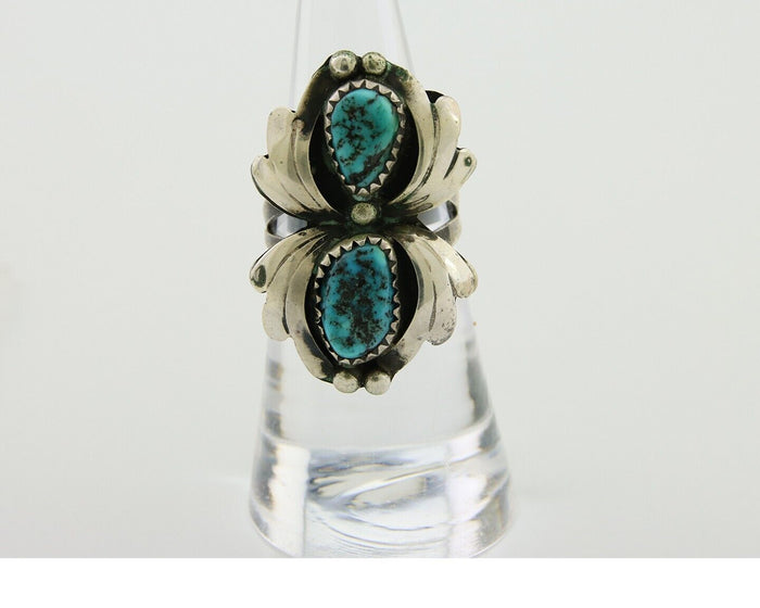 Navajo Ring 925 Silver Sea Foam Turquoise Native American Artist C.80's