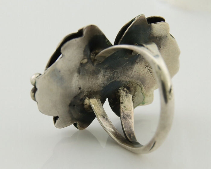 Navajo Ring 925 Silver Sea Foam Turquoise Native American Artist C.80's