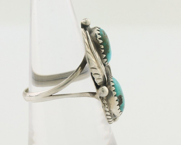 Navajo Ring 925 Silver Signed MC Blue Gem Turquoise C.80's