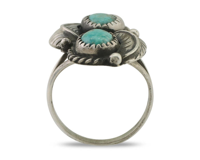 Navajo Ring 925 Silver Signed MC Natural Mined Turquoise C.80's