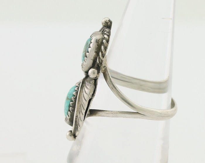 Navajo Ring 925 Silver Signed MC Natural Mined Turquoise C.80's