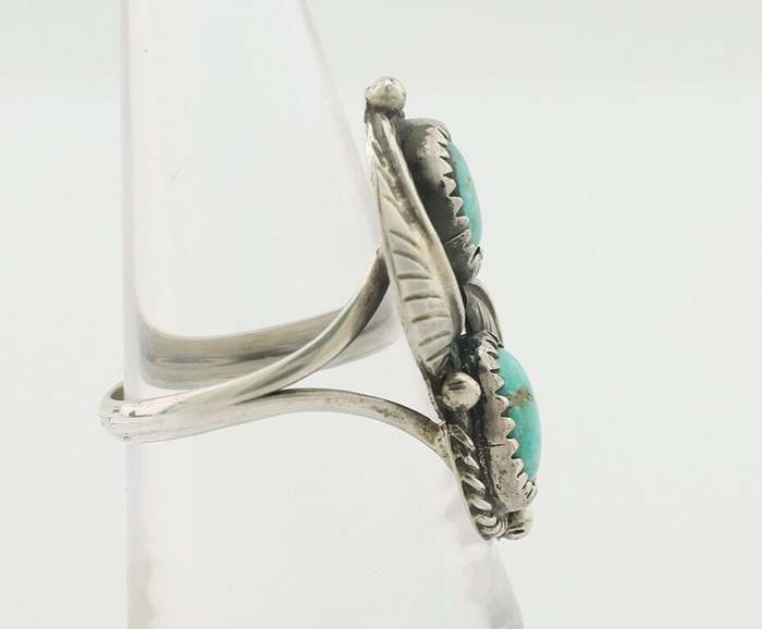 Navajo Ring 925 Silver Signed MC Natural Mined Turquoise C.80's