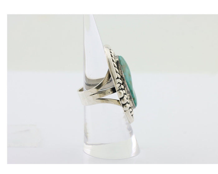 Navajo Ring 925 Silver Simi-Translucent Natural Turquoise Size 6.5 C.80's