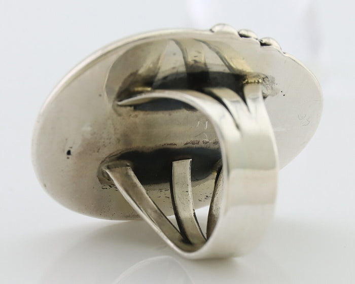 Navajo Ring 925 Silver Simi-Translucent Natural Turquoise Size 6.5 C.80's