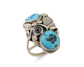 Navajo Ring .925 Silver Sleeping B Turquoise Artist Signed MP C.80's