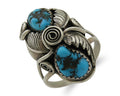 Navajo Ring .925 Silver Sleeping B Turquoise Artist Signed MP C.80's