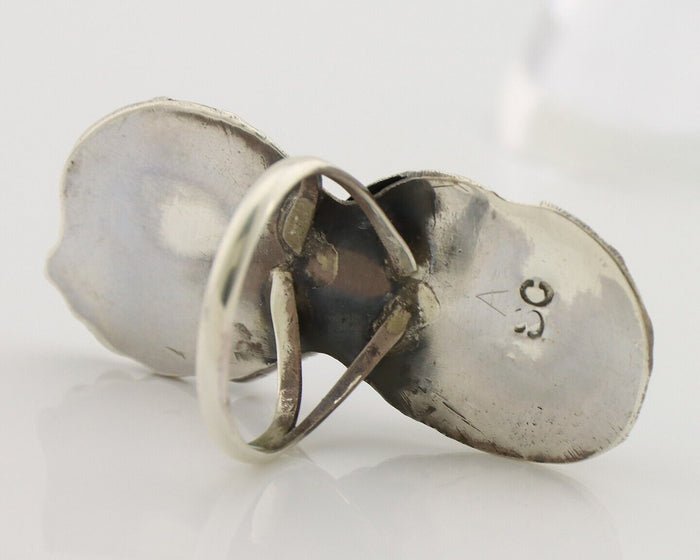 Navajo Ring 925 Silver Sleeping B Turquoise Signed Robert & Bernice Leekya C80s