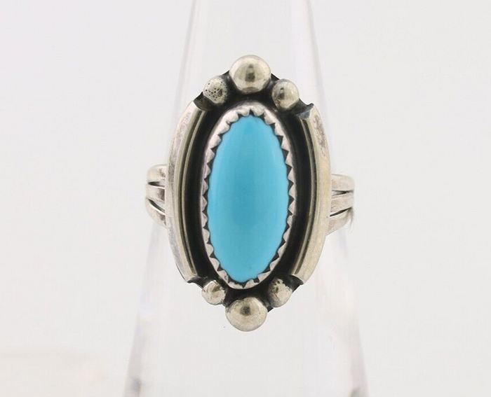 Navajo Ring 925 Silver Sleeping Beauty Turquoise Artist SC C.80's