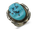 Navajo Ring 925 Silver Sleeping Beauty Turquoise Artist Siged Becenti C.80's