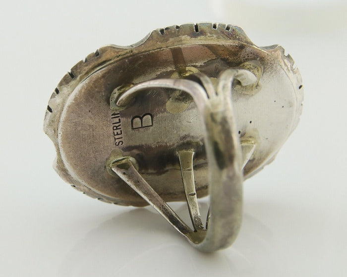 Navajo Ring 925 Silver Sleeping Beauty Turquoise Artist Siged Becenti C.80's