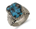 Navajo Ring 925 Silver Sleeping Beauty Turquoise Artist Signed DK C.80's
