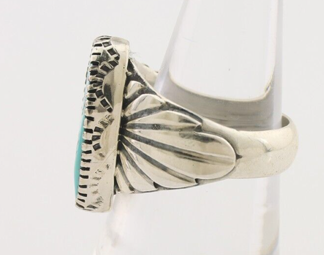 Navajo Ring 925 Silver Sleeping Beauty Turquoise Artist Signed DK C.80's