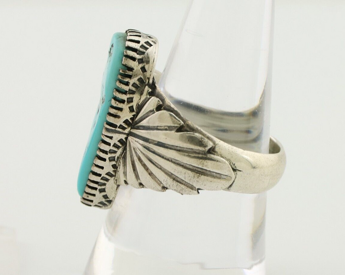 Navajo Ring 925 Silver Sleeping Beauty Turquoise Artist Signed DK C.80's