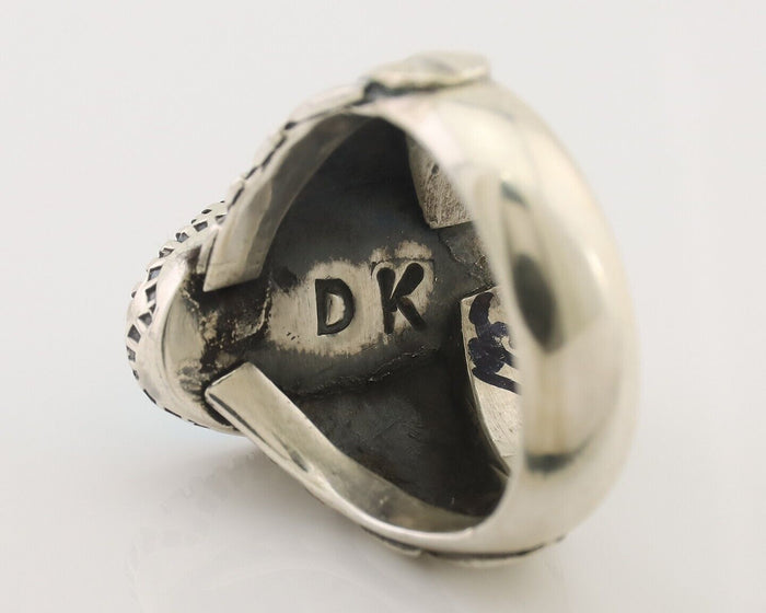 Navajo Ring 925 Silver Sleeping Beauty Turquoise Artist Signed DK C.80's
