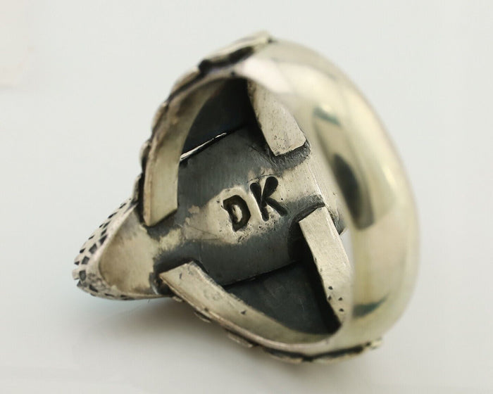 Navajo Ring 925 Silver Sleeping Beauty Turquoise Artist Signed DK C.80's