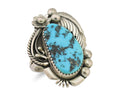 Navajo Ring 925 Silver Sleeping Beauty Turquoise Artist Signed L.M. C.80's