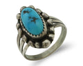 Navajo Ring 925 Silver Sleeping Beauty Turquoise Artist Signed SC C80s